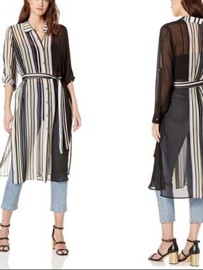NWT MSRP $89.50 Calvin Klein Belted Sheer/Chiffon Tunic